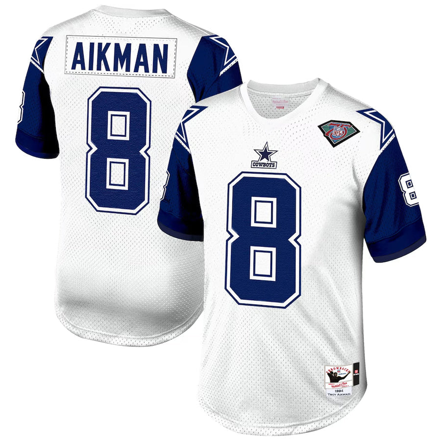 Tlead D.Cowboys #8 Troy Aikman Player Mitchell & Ness White 1994 Authentic Throwback Retired Stitched Jerseys