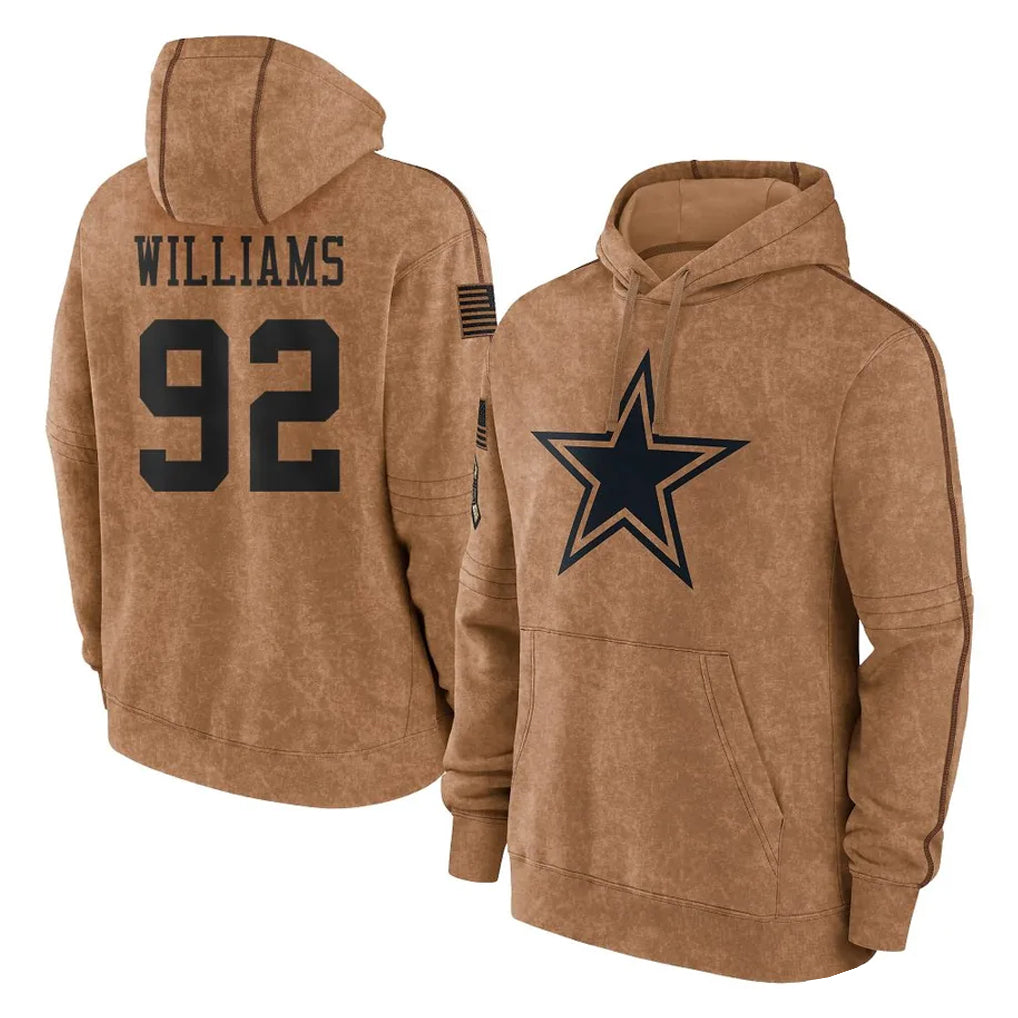 Tlead D.Cowboys #92 Quinnen Williams Player Brown Salute to Service Hoodies Limited Game Stitched Jerseys