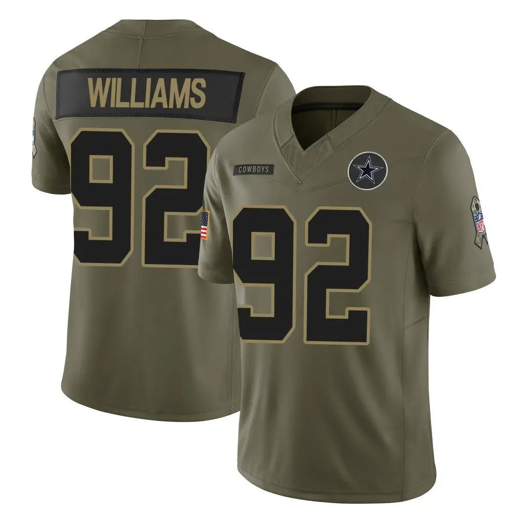 Tlead D.Cowboys #92 Quinnen Williams Player Olive 2025 Salute to Service Limited Home Game Stitched Jerseys