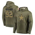 Tlead D.Cowboys #92 Quinnen Williams Player Olive Salute to Service Pullover Hoodies Home Game Stitched Jerseys