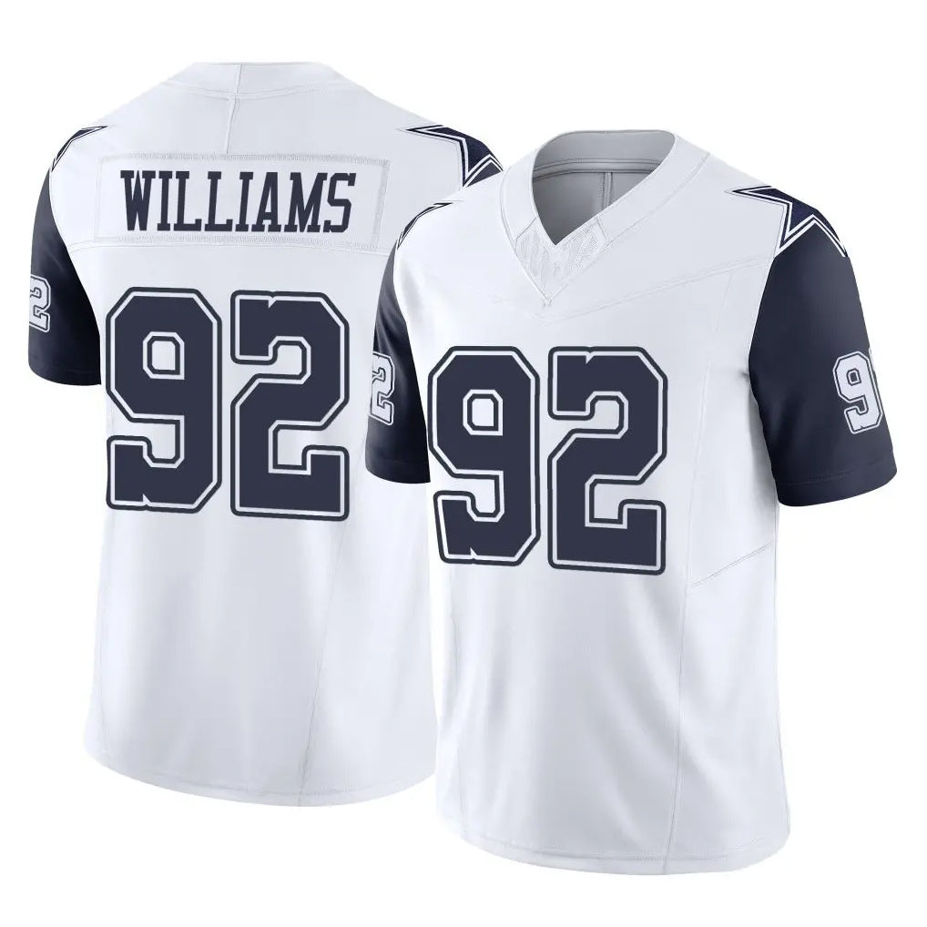Tlead D.Cowboys #92 Quinnen Williams Player White-Navy Limited Vapor F.U.S.E. Home Game Stitched Jerseys