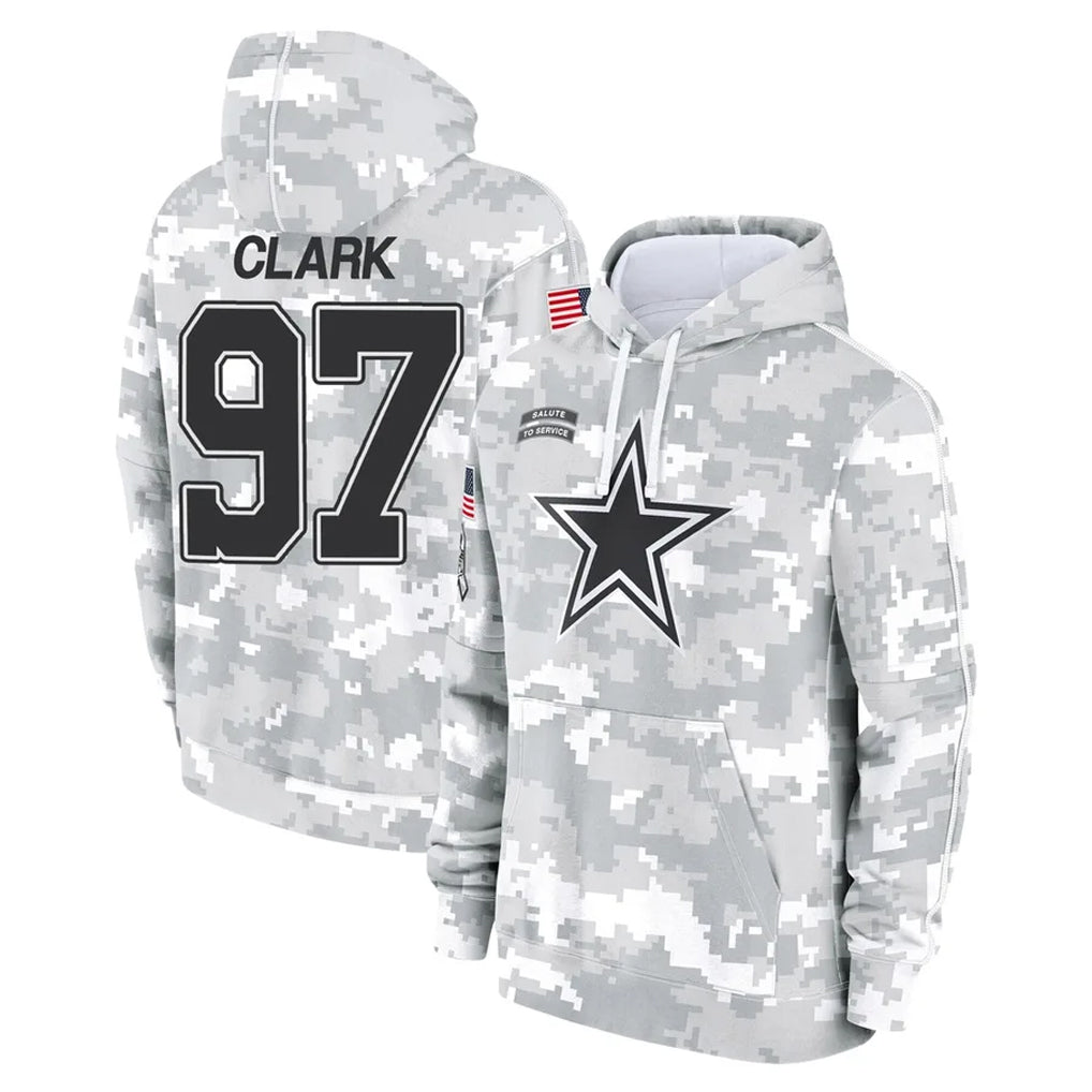 Tlead D.Cowboys #97 Kenny Clark Player Arctic Camo Salute to Service Hoodies Limited Game Stitched Jerseys