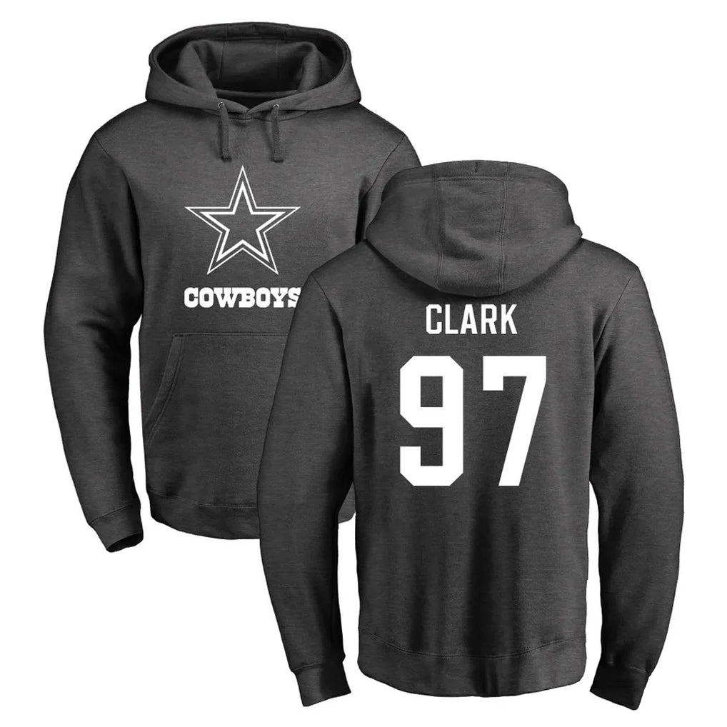 Tlead D.Cowboys #97 Kenny Clark Player Ash One Color Pullover Hoodie Limited Stitched Jerseys