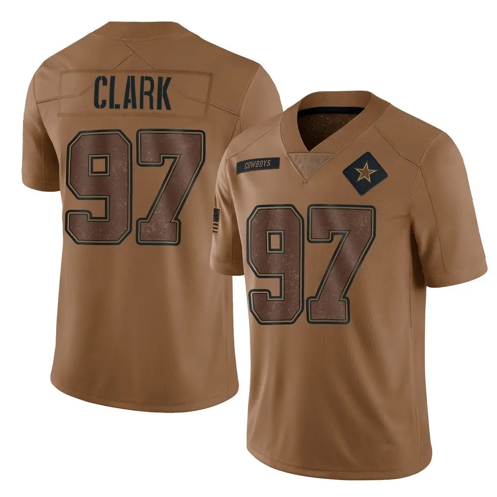 Tlead D.Cowboys #97 Kenny Clark Player Brown Salute to Service Limited Home Game Stitched Jerseys