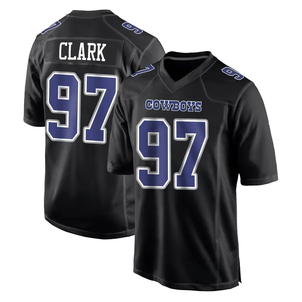 Tlead D.Cowboys #97 Kenny Clark Player Carbon Black Fashion Home Game Stitched Jerseys