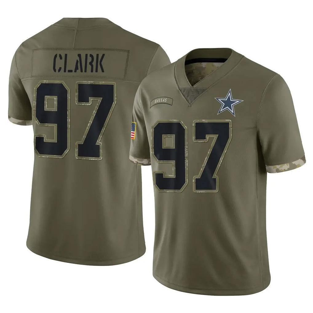 Tlead D.Cowboys #97 Kenny Clark Player Olive Salute to Service Limited Game Stitched Jerseys