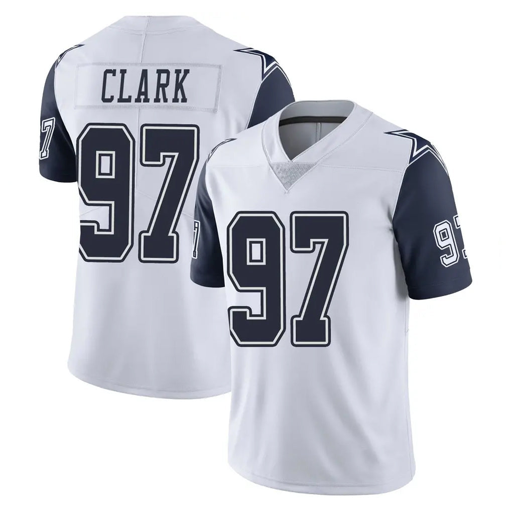 Tlead D.Cowboys #97 Kenny Clark Player White-Navy Limited Color Rush Vapor Untouchable Home Game Stitched Jerseys