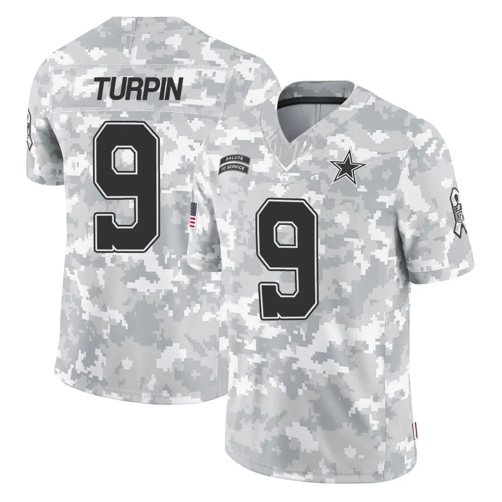 Tlead D.Cowboys #9 KaVontae Turpin Player Arctic Camo Salute to Service Limited Home Game Stitched Jerseys