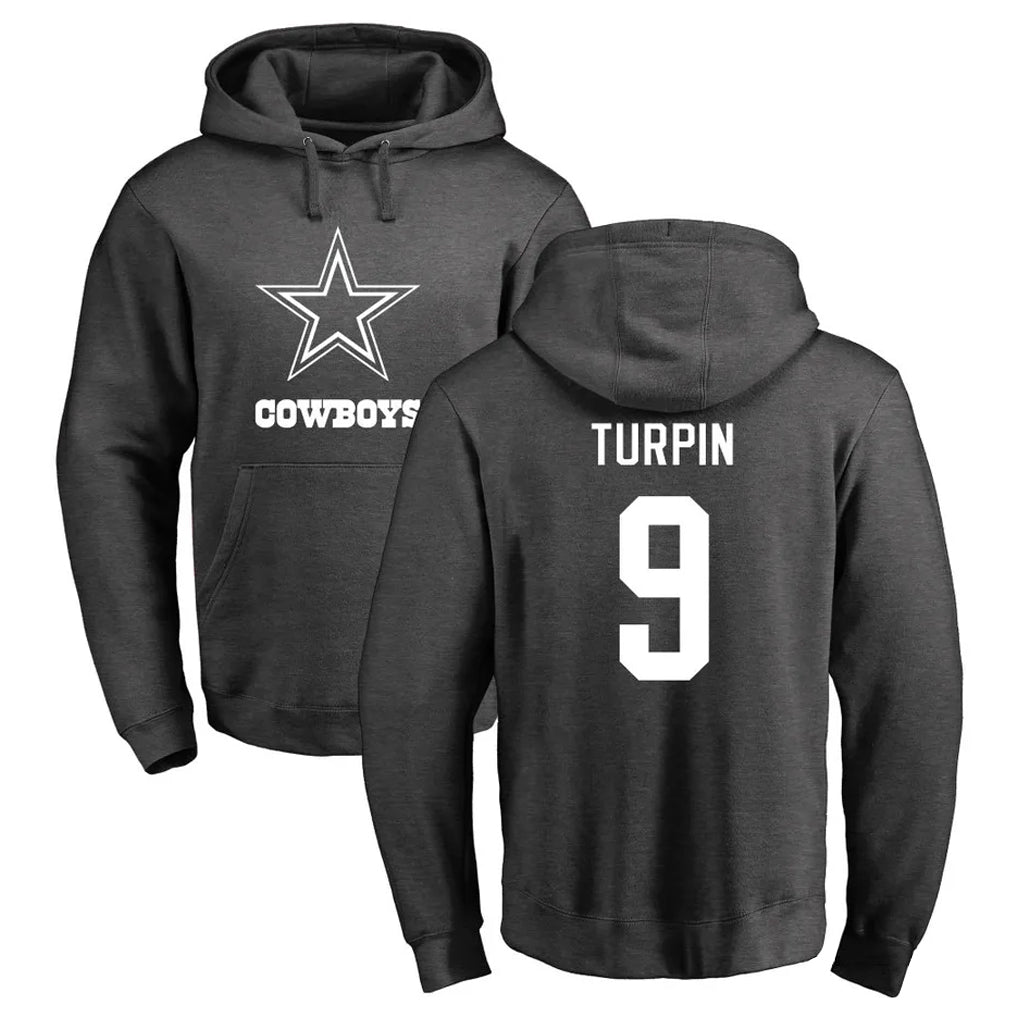 Tlead D.Cowboys #9 KaVontae Turpin Player Ash One Color Pullover Hoodie Limited Stitched Jerseys