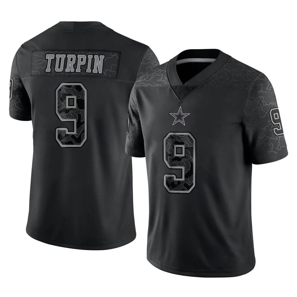 Tlead D.Cowboys #9 KaVontae Turpin Player Black Limited Reflective Home Game Stitched Jerseys