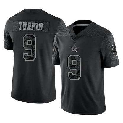 Tlead D.Cowboys #9 KaVontae Turpin Player Black Limited Reflective Home Game Stitched Jerseys