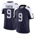 Tlead D.Cowboys #9 KaVontae Turpin Player Navy-White Limited Alternate Vapor F.U.S.E. Home Game Stitched Jerseys