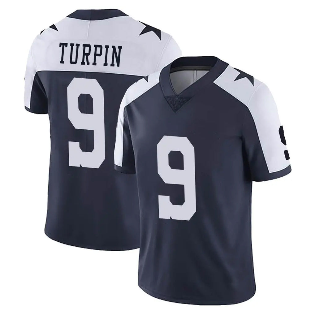 Tlead D.Cowboys #9 KaVontae Turpin Player Navy-White Limited Alternate Vapor Untouchable Home Game Stitched Jerseys