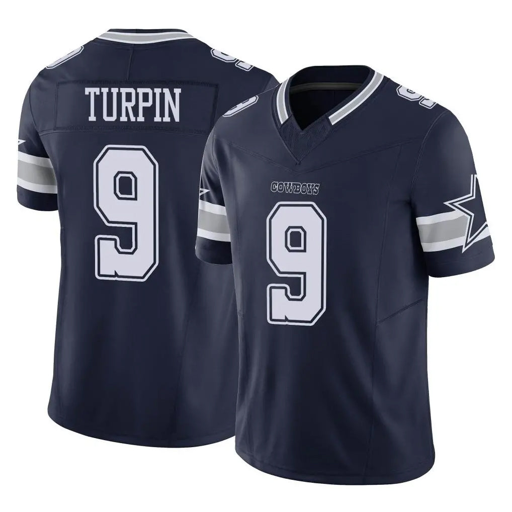 Tlead D.Cowboys #9 KaVontae Turpin Player Navy Limited Vapor F.U.S.E. Home Game Stitched Jerseys