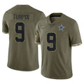 Tlead D.Cowboys #9 KaVontae Turpin Player Olive Salute to Service Limited Game Stitched Jerseys