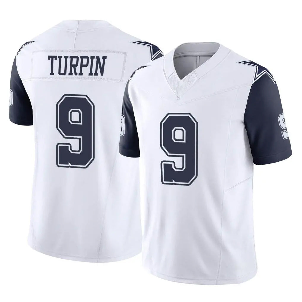 Tlead D.Cowboys #9 KaVontae Turpin Player White-Navy Limited Vapor F.U.S.E. Home Game Stitched Jerseys