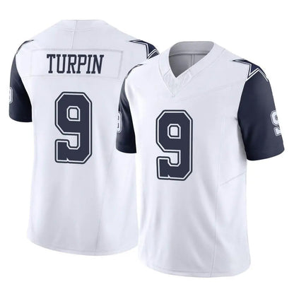 Tlead D.Cowboys #9 KaVontae Turpin Player White-Navy Limited Vapor F.U.S.E. Home Game Stitched Jerseys