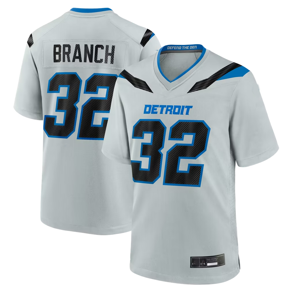 Tlead D.Lions #32 Brian Branch Silver 2026 Rivalries Collection Game Stitched Jerseys