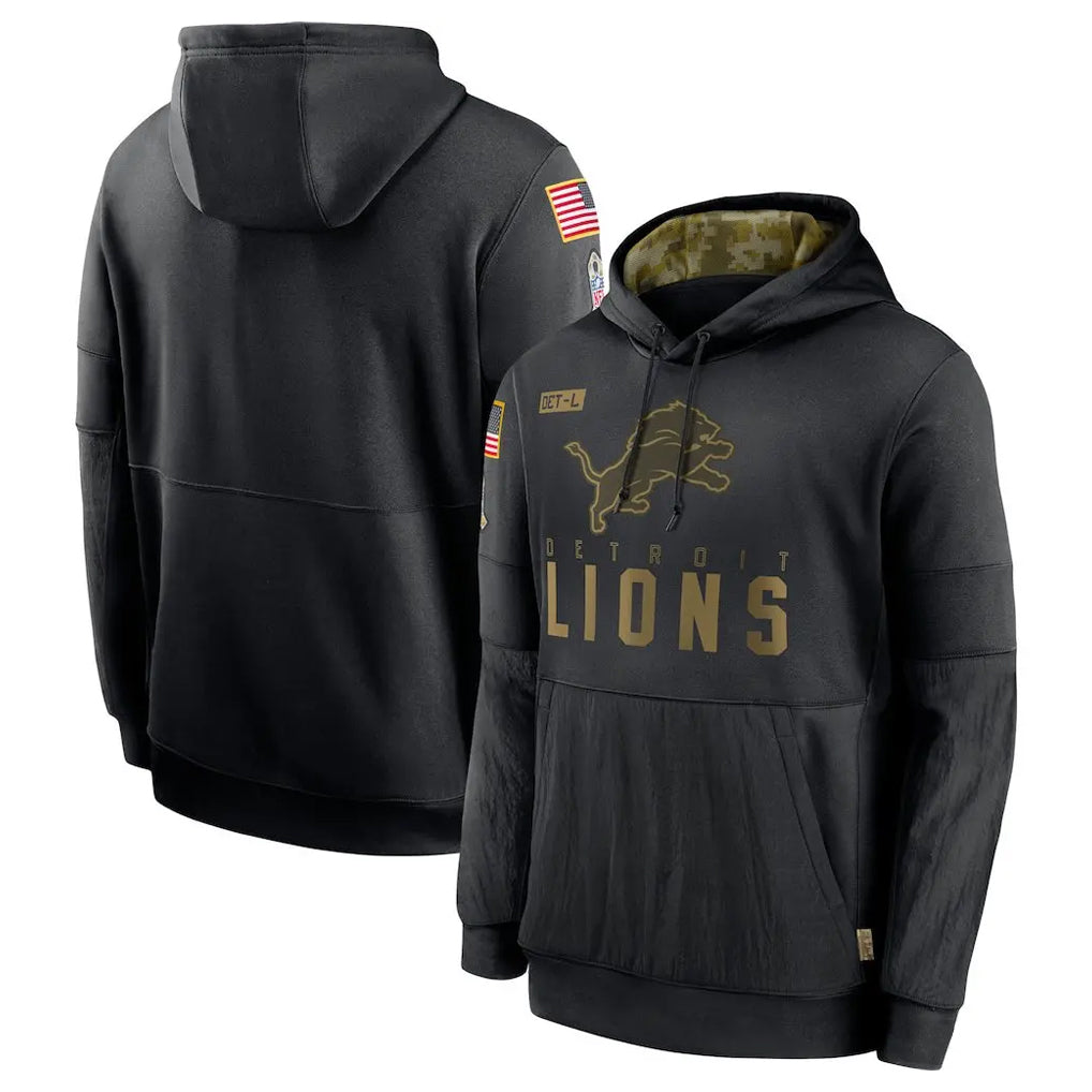 Tlead D.Lions Black Salute to Service Hoodies Limited Game Blank Player Stitched Jerseys