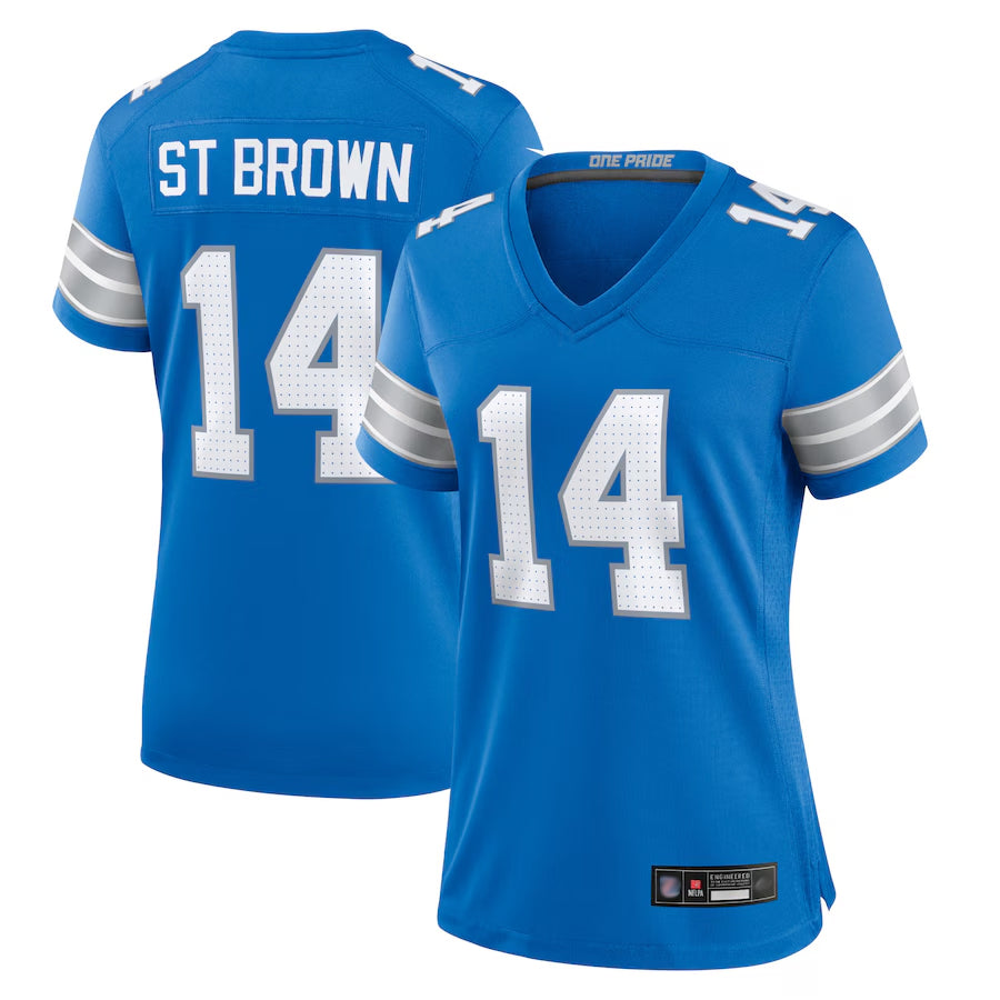 Tlead D.Lions Home Game Stitched Jerseys - Blue - #14 Amon-Ra St. Brown Player
