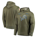 Tlead D.Lions Olive Salute to Service Pullover Hoodies Home Game Blank Player Stitched Jerseys