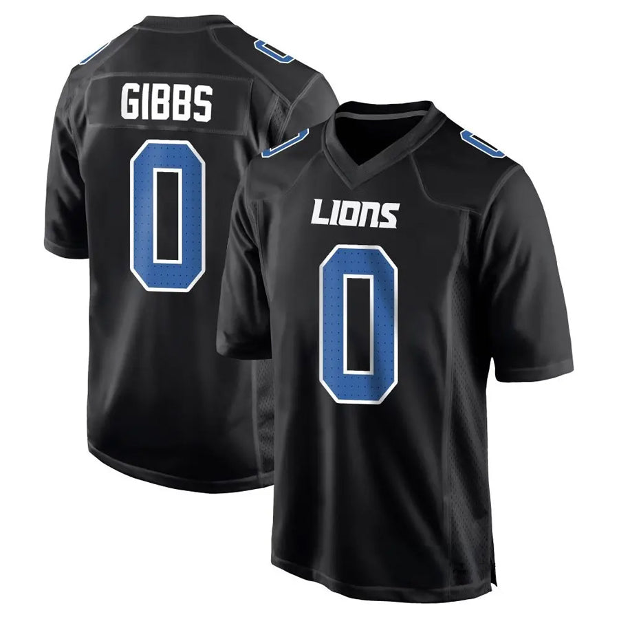 Tlead D.Lions #0 Jahmyr Gibbs Player Black Fashion Game Stitched Jerseys