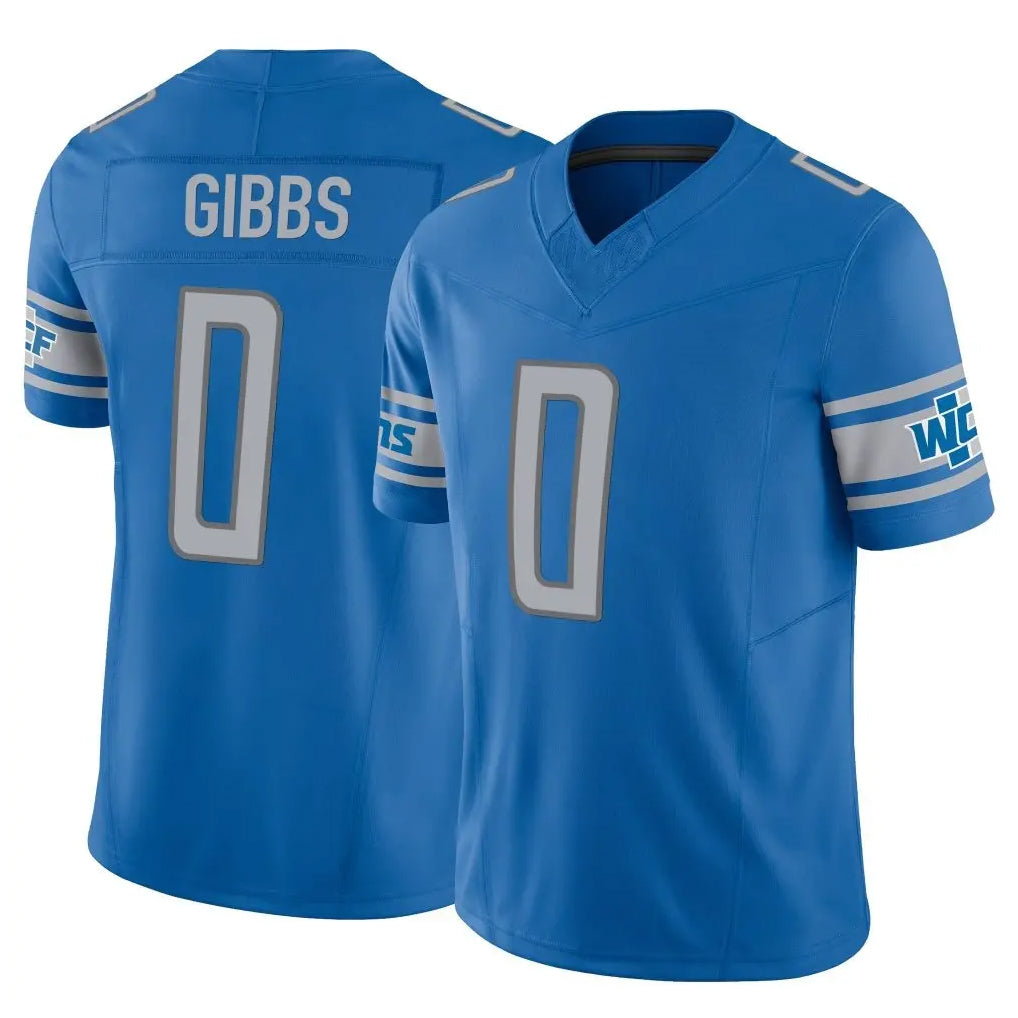 Tlead D.Lions #0 Jahmyr Gibbs Player Blue Vapor F.U.S.E. Limited Home Game Stitched Jerseys