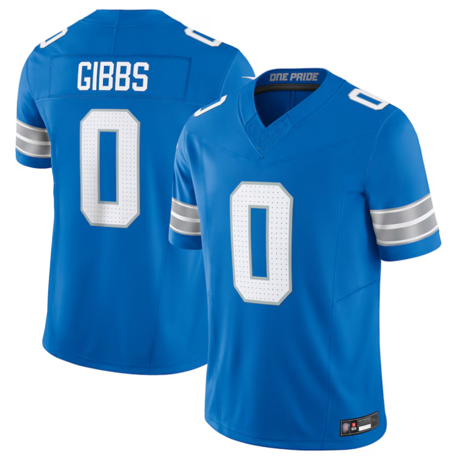 Tlead D.Lions #0 Jahmyr Gibbs Player Blue Vapor F.U.S.E. Limited Replica Stitched Jerseys