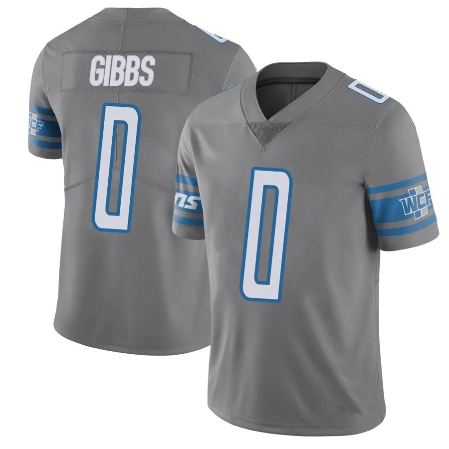 Tlead D.Lions #0 Jahmyr Gibbs Player Gray Vapor F.U.S.E. Limited Stitched Jerseys