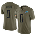 Tlead D.Lions #0 Jahmyr Gibbs Player Olive Salute To Service Limited Stitched Jerseys