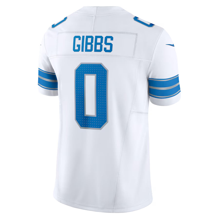 Tlead D.Lions #0 Jahmyr Gibbs Player White Vapor F.U.S.E. Limited Game Stitched Jerseys
