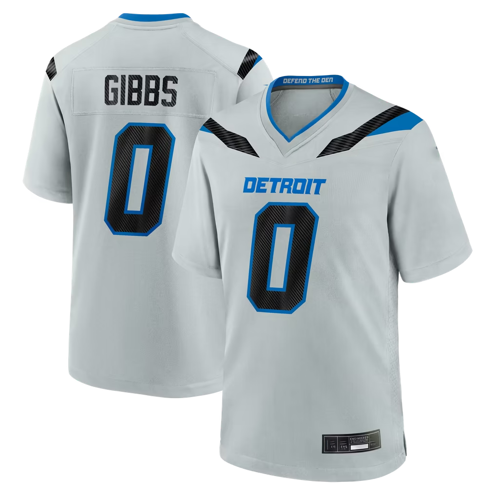 Tlead D.Lions #0 Jahmyr Gibbs Silver 2026 Rivalries Collection Game Stitched Jerseys