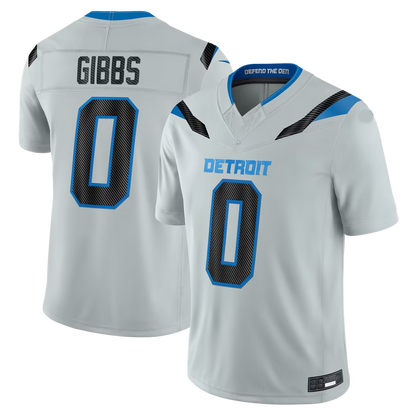 Tlead D.Lions #0 Jahmyr Gibbs Silver 2026 Rivalries Collection Limited Stitched Jerseys