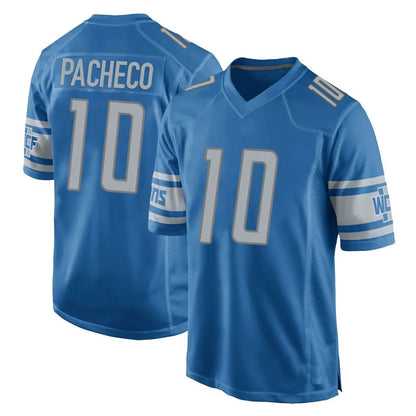 Tlead D.Lions #10 Isiah Pacheco Player Blue Home Game Stitched Jerseys