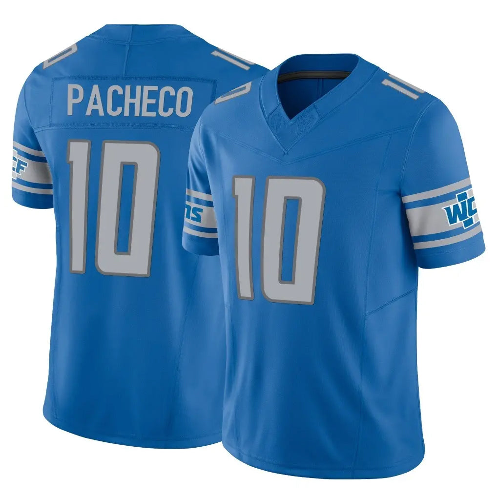 Tlead D.Lions #10 Isiah Pacheco Player Blue Vapor F.U.S.E. Limited Home Game Stitched Jerseys