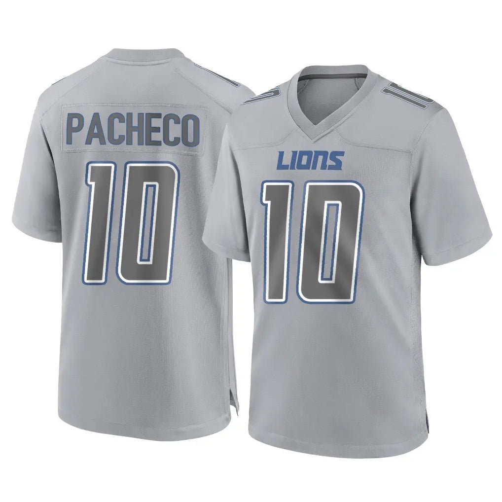 Tlead D.Lions #10 Isiah Pacheco Player Gray Atmosphere Fashion Home Game Stitched Jerseys