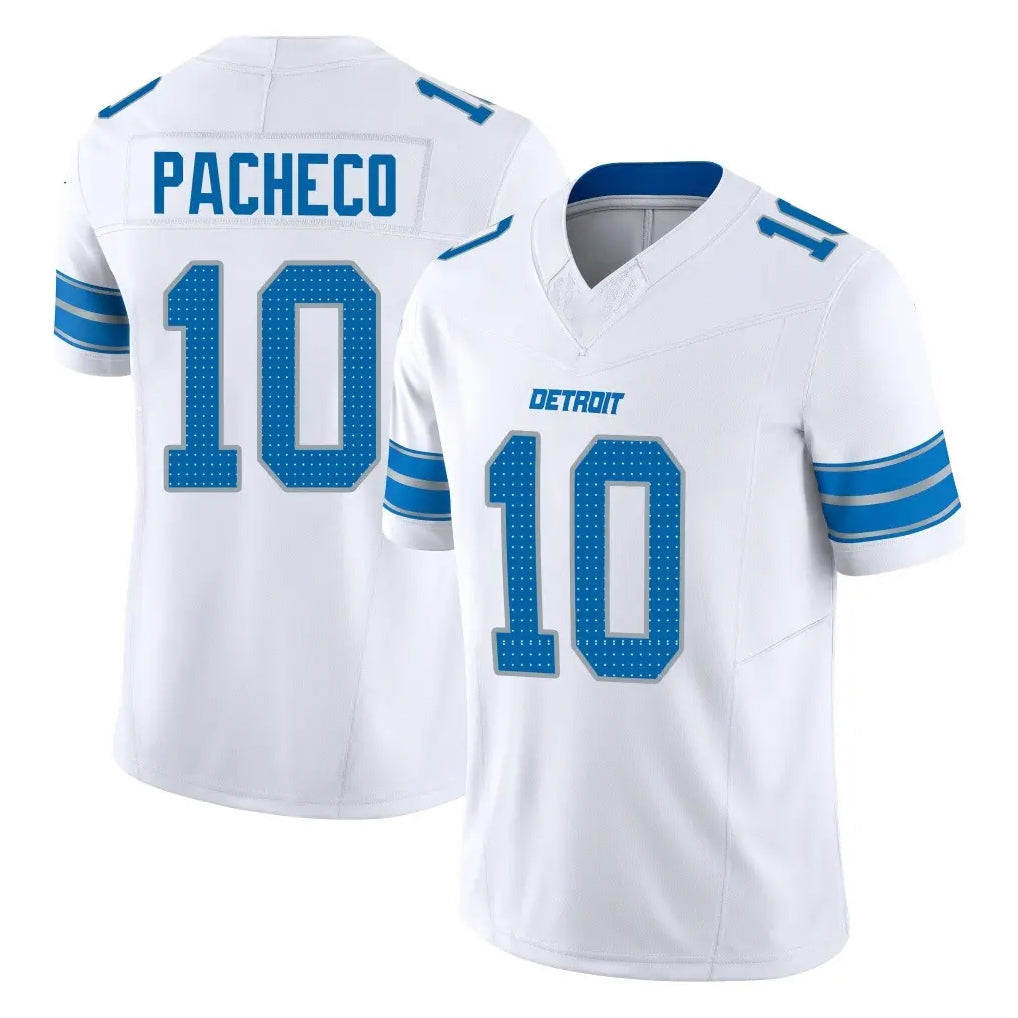 Tlead D.Lions #10 Isiah Pacheco Player White Limited Vapor F.U.S.E. Alternate Home Game Stitched Jerseys