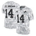Tlead D.Lions #14 Amon-Ra St. Brown Player Arctic Camo Salute To Service Limited Stitched Jerseys