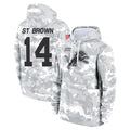 Tlead D.Lions #14 Amon-Ra St. Brown Player Arctic Camo Salute to Service Hoodies Limited Game Stitched Jerseys