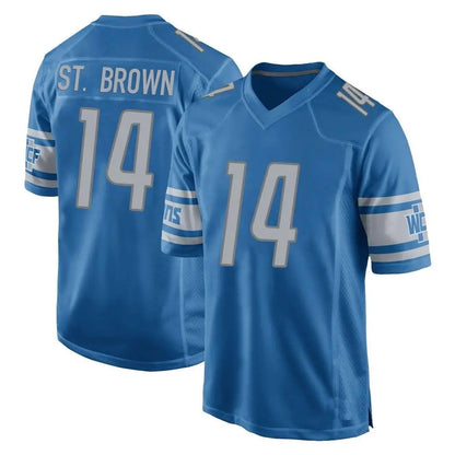 Tlead D.Lions #14 Amon-Ra St. Brown Player Blue Home Game Stitched Jerseys