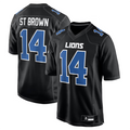 Tlead D.Lions #14 Amon-Ra St. Brown Player Carbon Black Fashion Stitched Jerseys