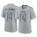 Tlead D.Lions #14 Amon-Ra St. Brown Player Gray Atmosphere Fashion Home Game Stitched Jerseys