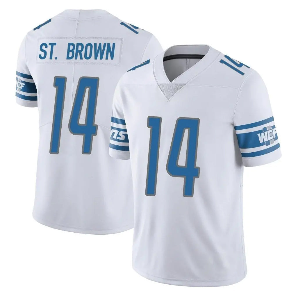 Tlead D.Lions #14 Amon-Ra St. Brown Player White Limited Vapor Untouchable Home Game Stitched Jerseys