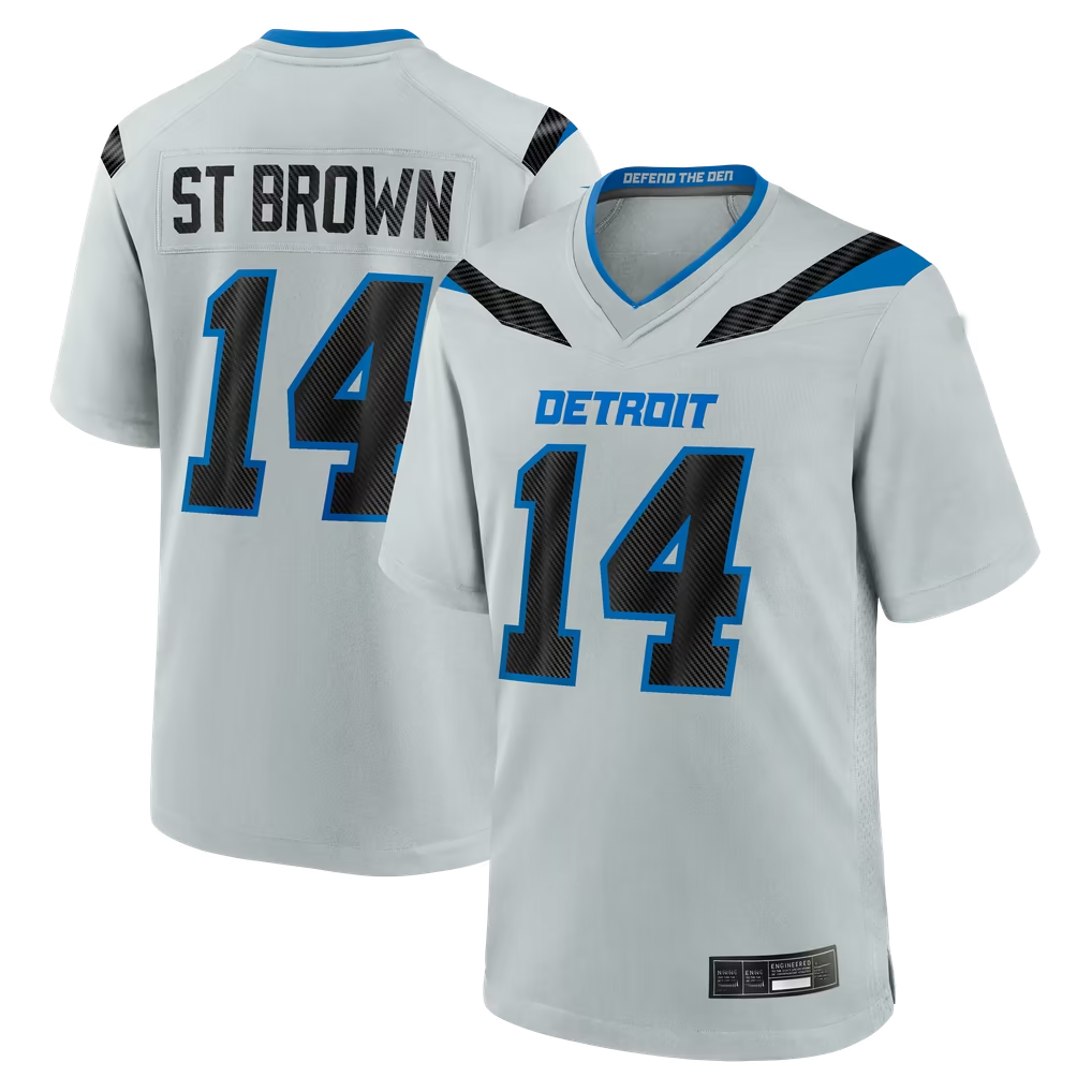 Tlead D.Lions #14 Amon-Ra St. Brown Silver 2026 Rivalries Collection Game Stitched Jerseys
