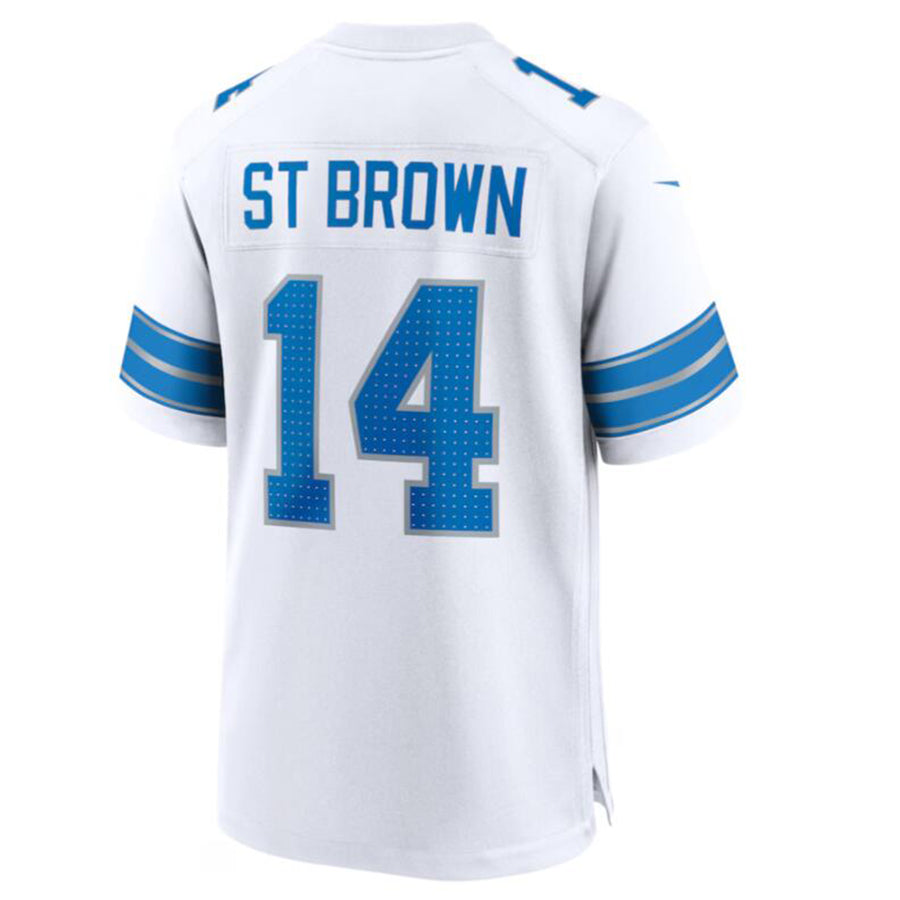 Tlead D.Lions #14 Amon-Ra St. Brown White Game Jersey American Stitched Jersey
