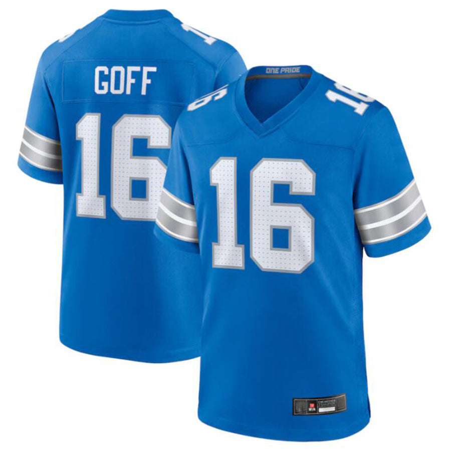 Tlead D.Lions #16 Jared Goff Blue Game Jersey American Stitched Jerseys