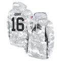 Tlead D.Lions #16 Jared Goff Player Arctic Camo Salute to Service Hoodies Limited Game Stitched Jerseys