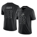 Tlead D.Lions #16 Jared Goff Player Black REFLECTIVE Limited Stitched Jerseys