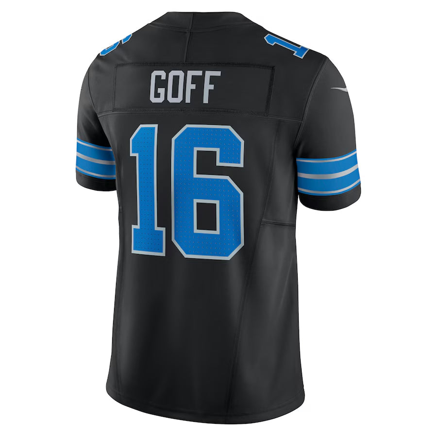 Tlead D.Lions #16 Jared Goff Player Black Vapor F.U.S.E. Limited Stitched Jerseys