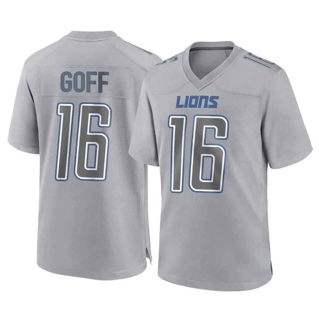 Tlead D.Lions #16 Jared Goff Player Gray Atmosphere Fashion Home Game Stitched Jerseys